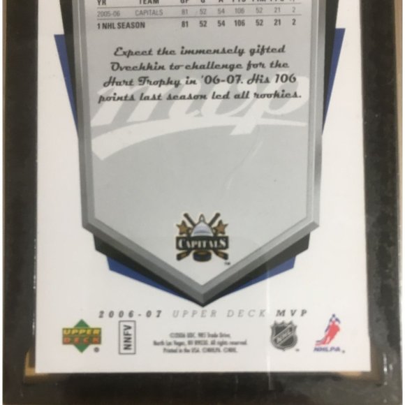 2006 Alex Ovechkin Capitals 2nd Year Rookie Era CARD GRADED KSA 9 MINT - Picture 6 of 6